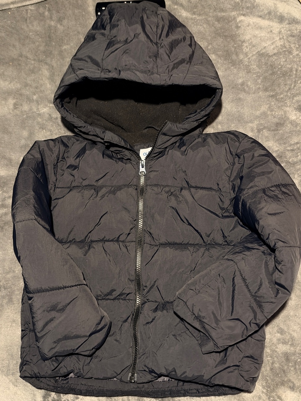 Old Navy Black Hooded Puffer Jacket for Kids